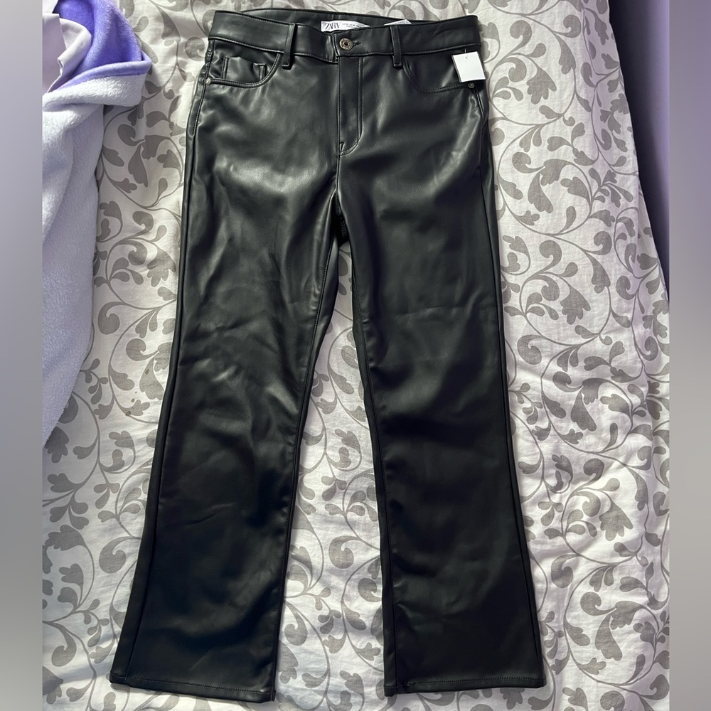 Black Fake Leather Zara Pants Approx 35 X 84 cm New